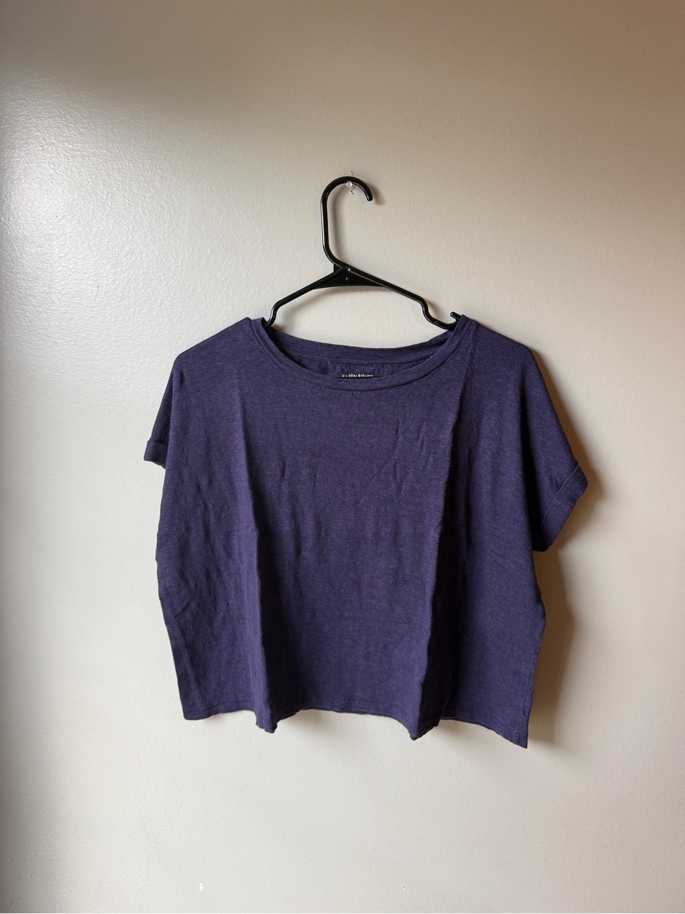 Eileen Fisher Women’s Purple Linen Short Sleeve Boxy Top Size XS Petite